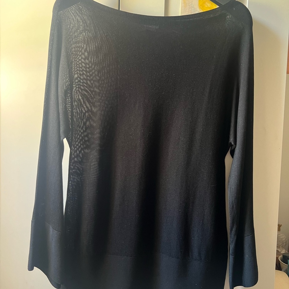 Aritzia Wilfred Siza Small Elegant Black Long Sleeve Top with bell like sleeves